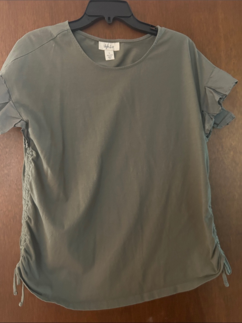 Style & Co. Olive Green Short Sleeve Side-Tie Tee
